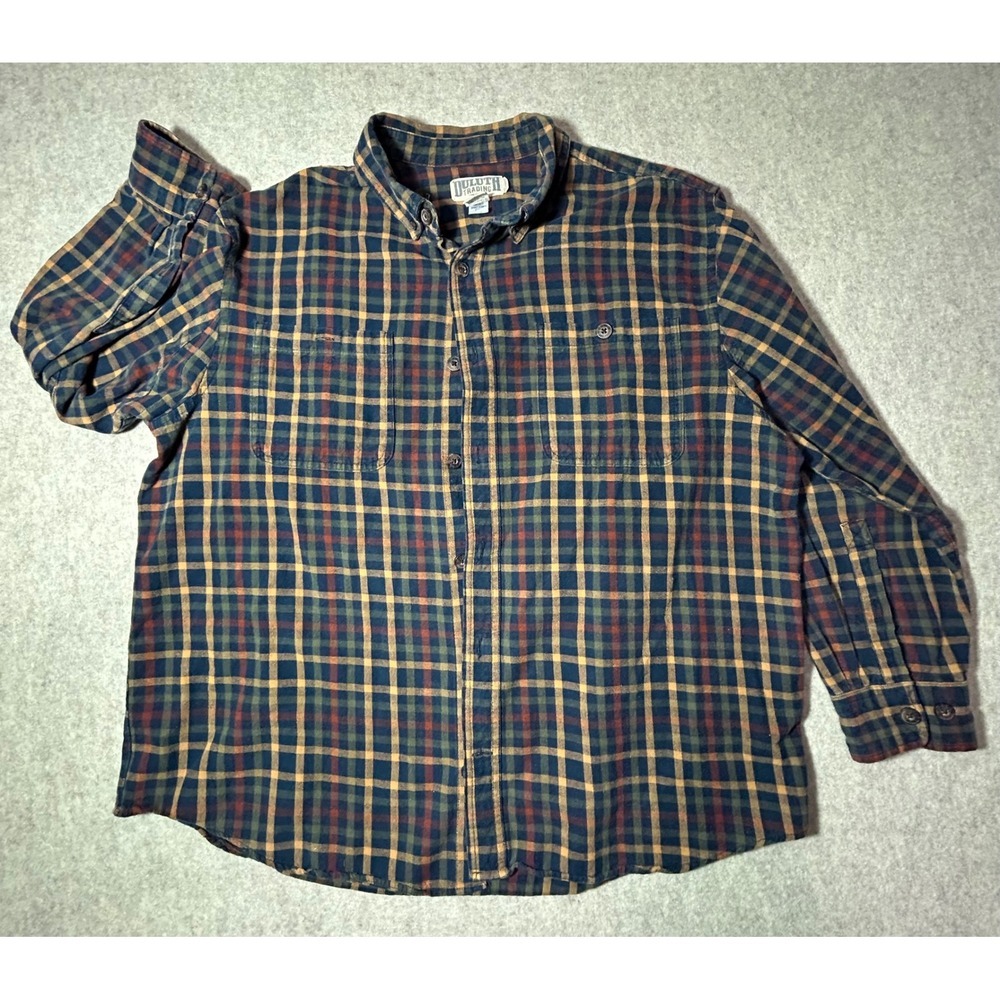 Duluth Trading Co. Flannel Button Down Mens Relaxed Fit Size XL